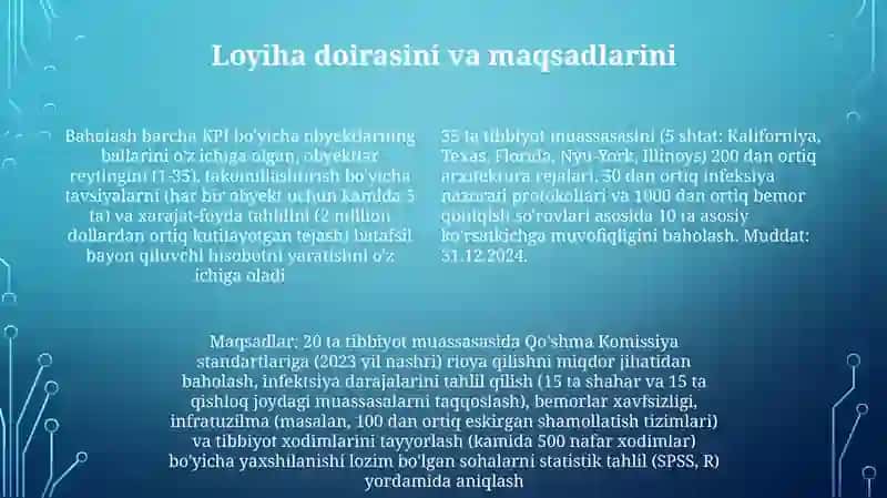 Loyiha materiallari boʻyicha davolash-profulaktika muassasalarini baholash 4