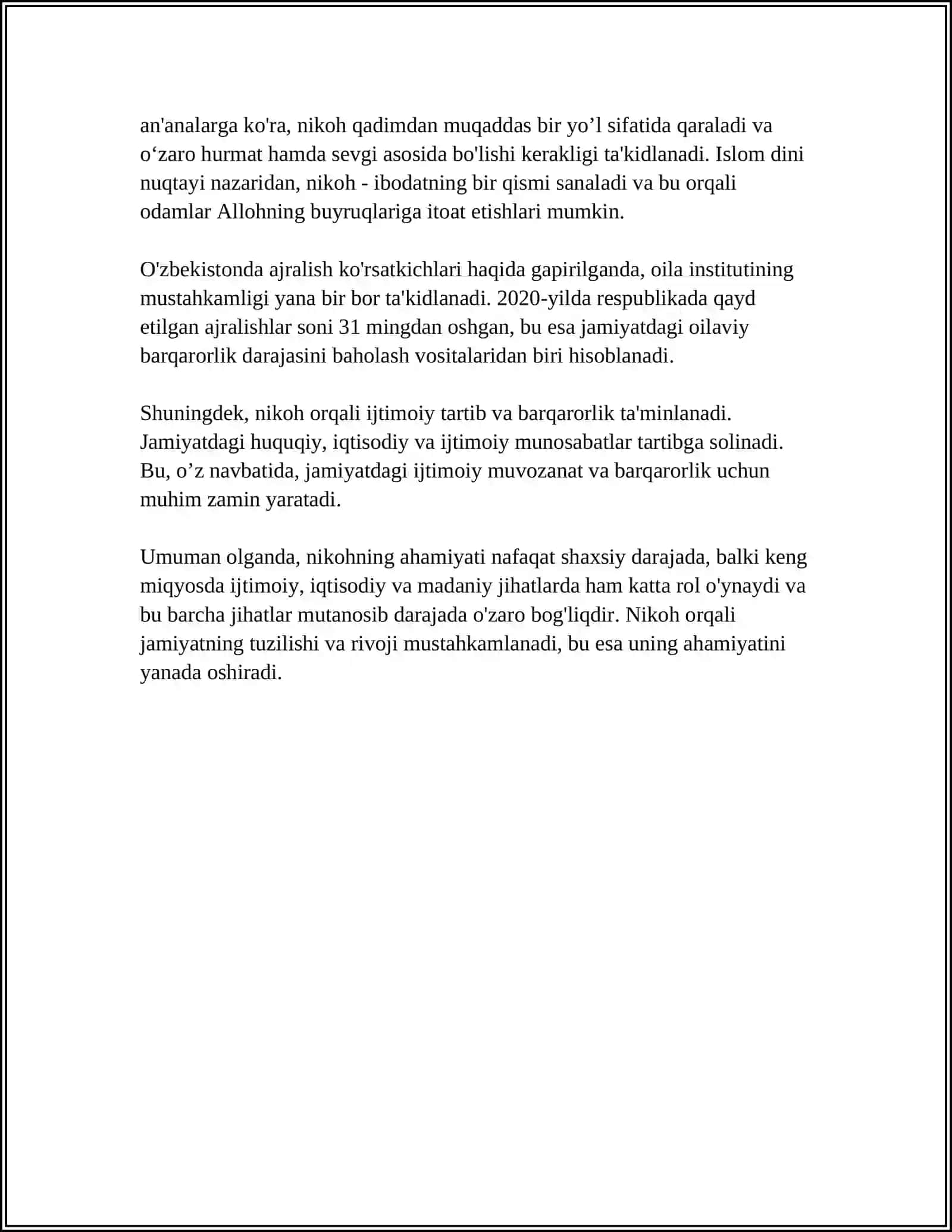 SHAYX MUHAMMAD SODIQ MUHAMMAD YUSUFNING "BAXTIYOR OILA" ASARIDA ISLOM QADRIYATLARINING TALQINI 4
