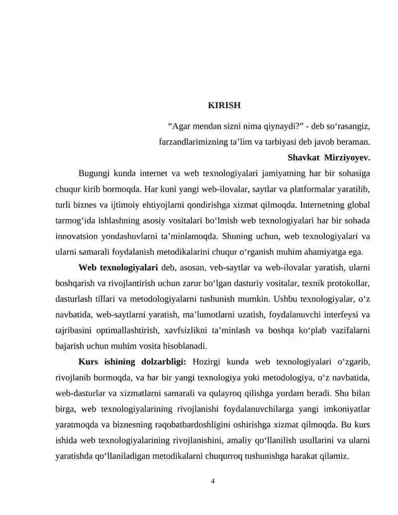 Web texnologiyalar va ulardan foydalanish metodikasi 4