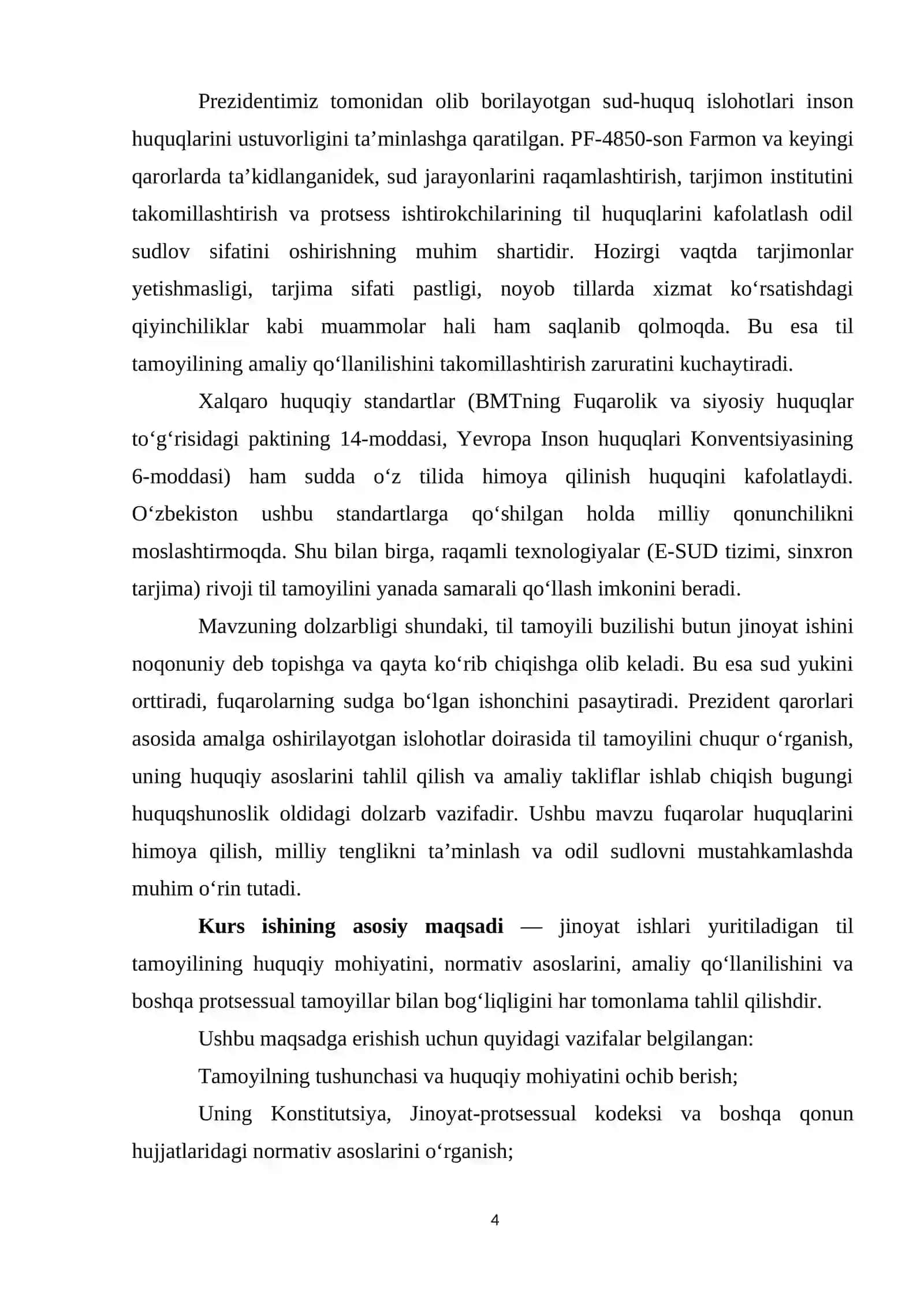 Jinoyat ishlari yuritiladigan til tamoyili asoslari 4