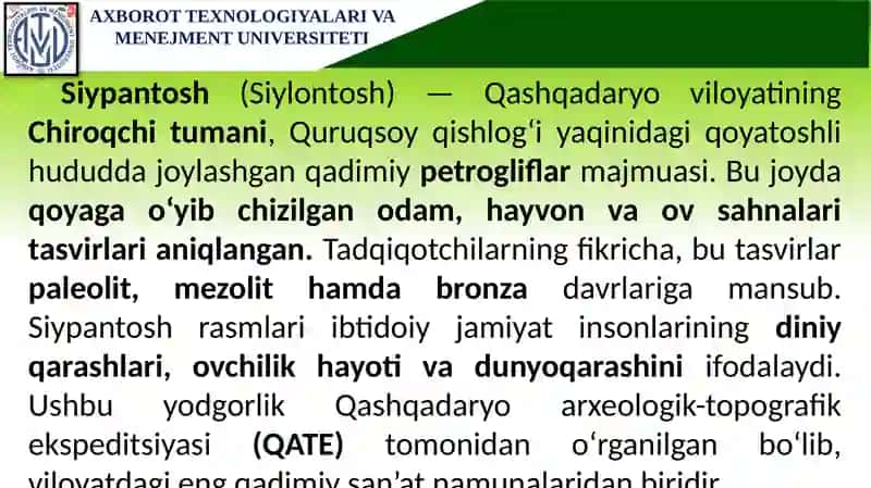 Ibtidoiy zamonlardan milodgacha bo‘lgan davrda Qashqadaryo vohasi. Qashqadaryo vohasi Eron va Yunon hukmronligi davrida. Navtaka va Kesh tarixi. Qadimgi davrda Qashqadaryo  vohasida  din  va otashparastlik. 4