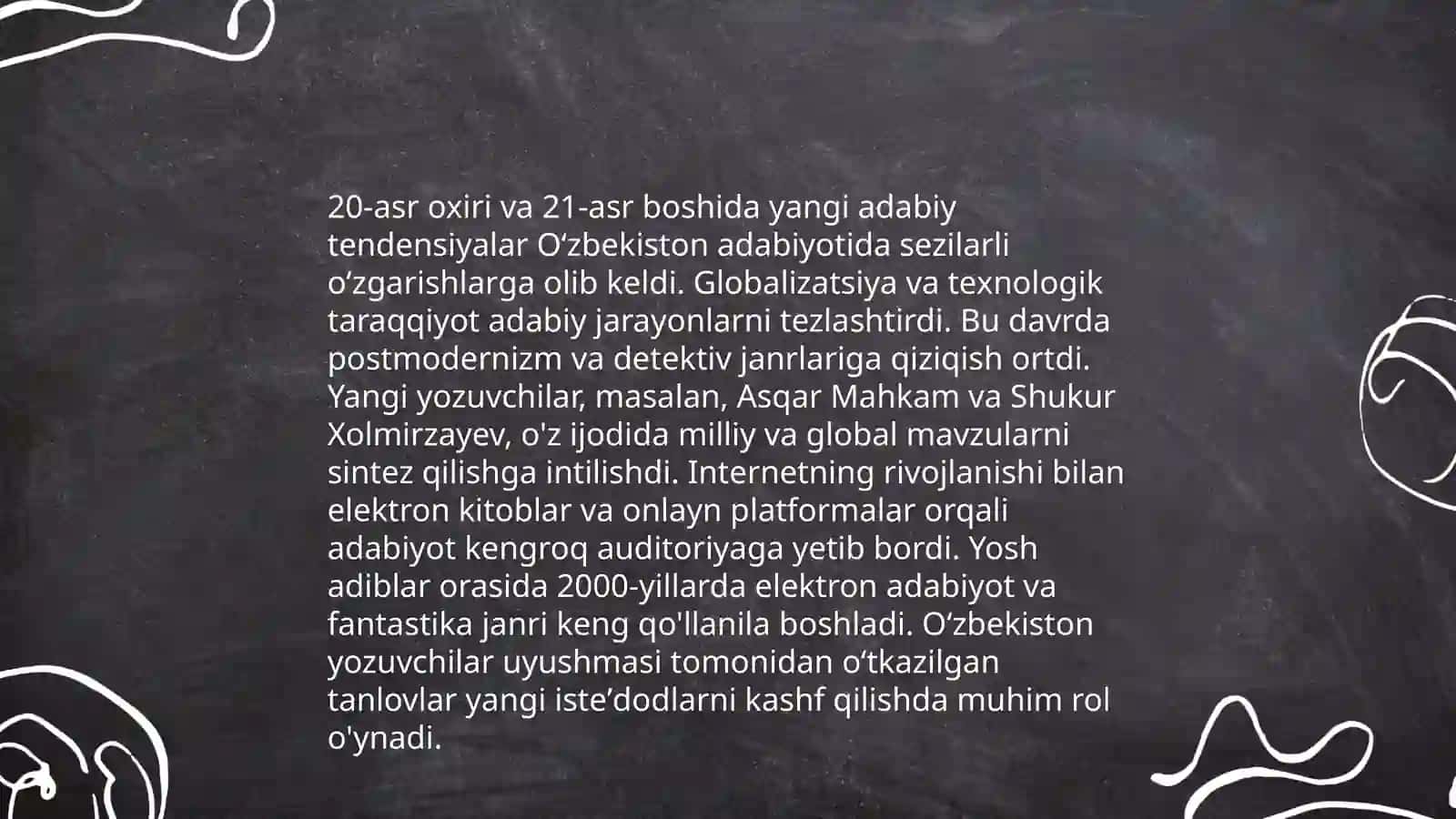 D.Quronovning "Adabiy jarayonda mom sindirom" asaridagi hozirgi adabiy jarayon to'g'risidagi slayt 4