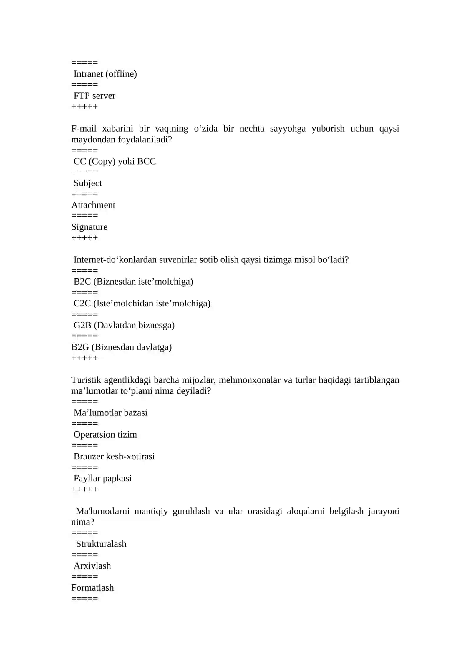 Turizmda raqamli texnologiyalar test 4