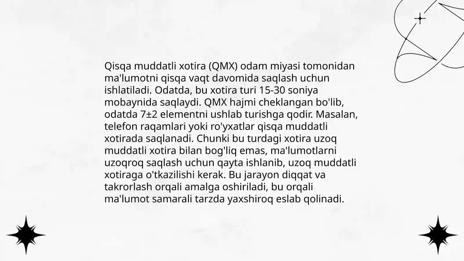Xotira turlari va uning jarayonlari 4