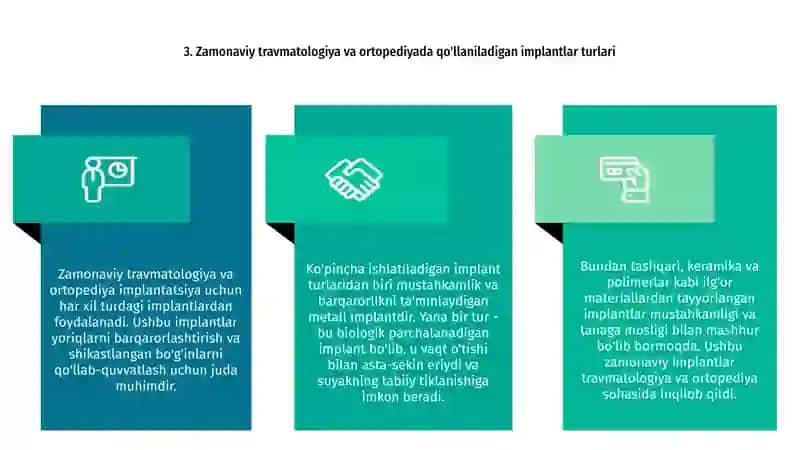 Travmatologiya va ortopediyada zamonaviy operatsiyalar: implantatsiya. 4