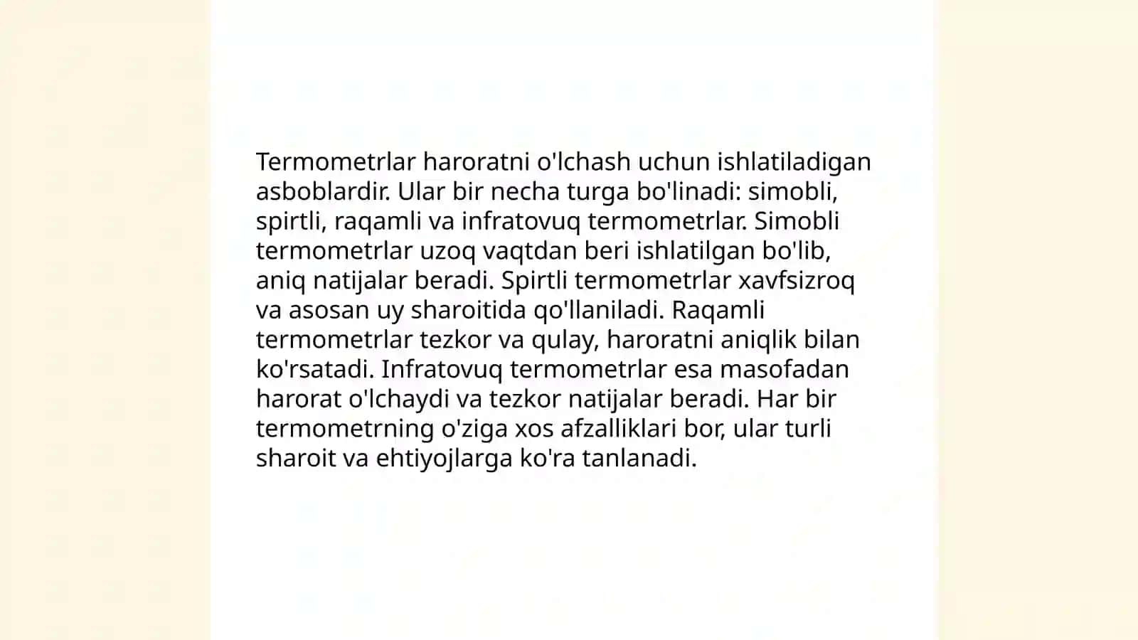 Termometriya. Tana haroratini o'lchash texnikasi va uni registratsiya qilish 4