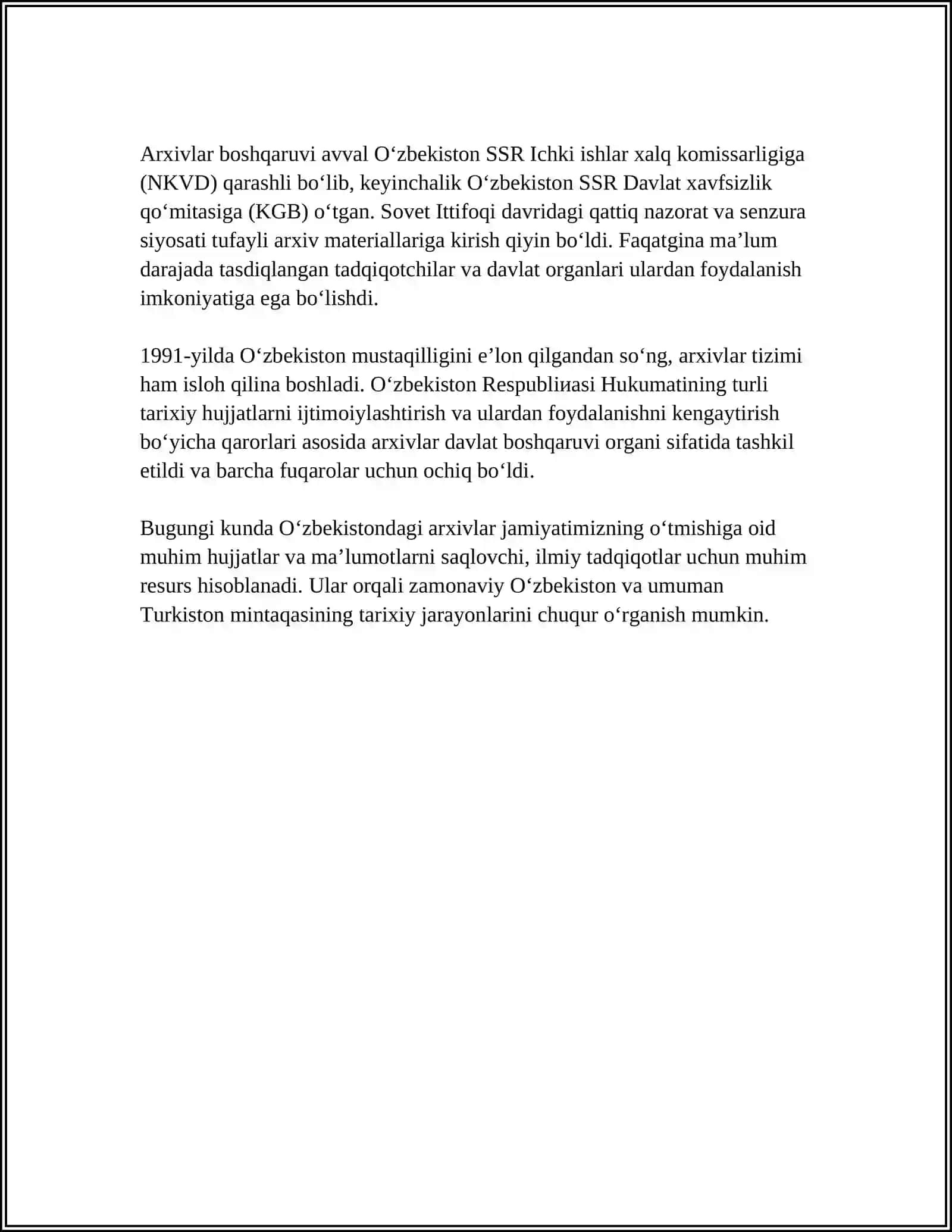 TURKISTON ASSRDA ARXIV ISHI 4