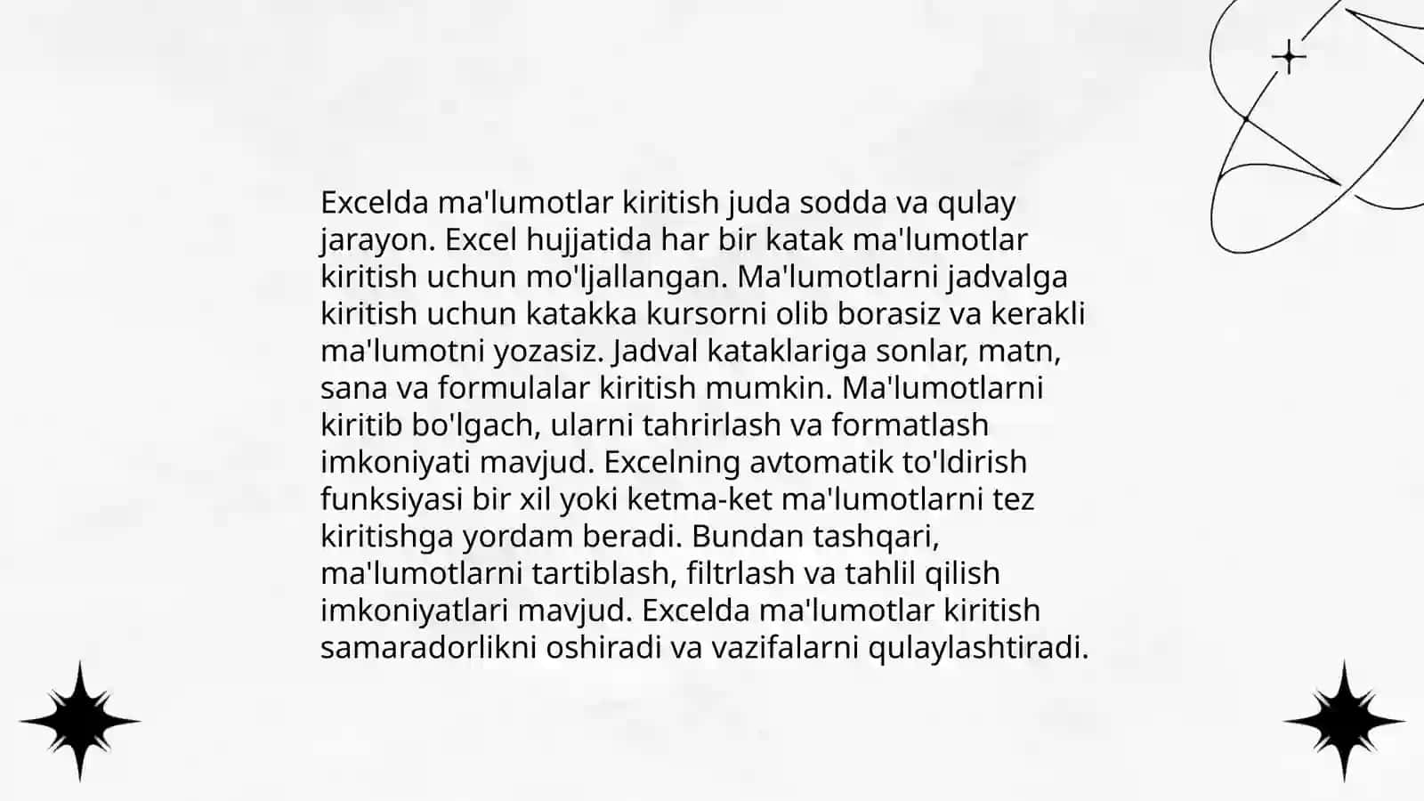Excelda jadvallar yaratish 4