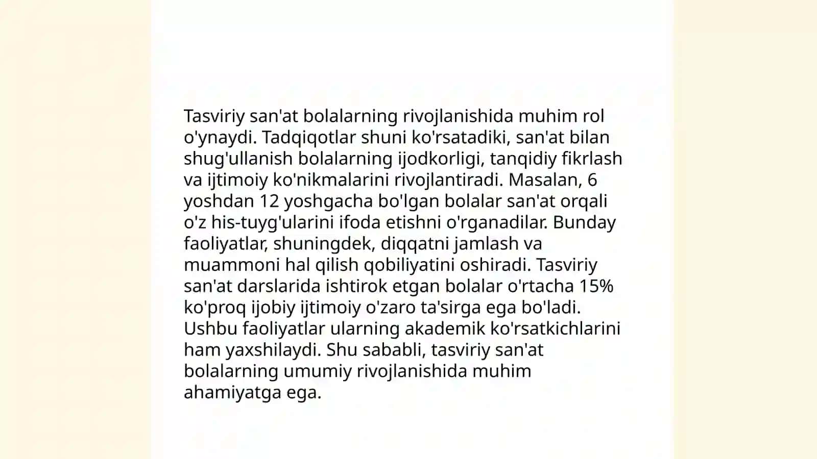 Bolalarda estetik idrok etishni shakllantirishda tasviriy san'atning ahamiyati 4