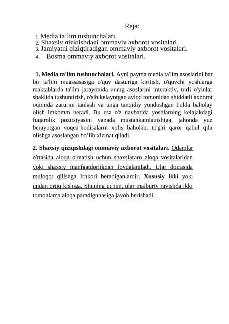 Medianing funksiyalari 4