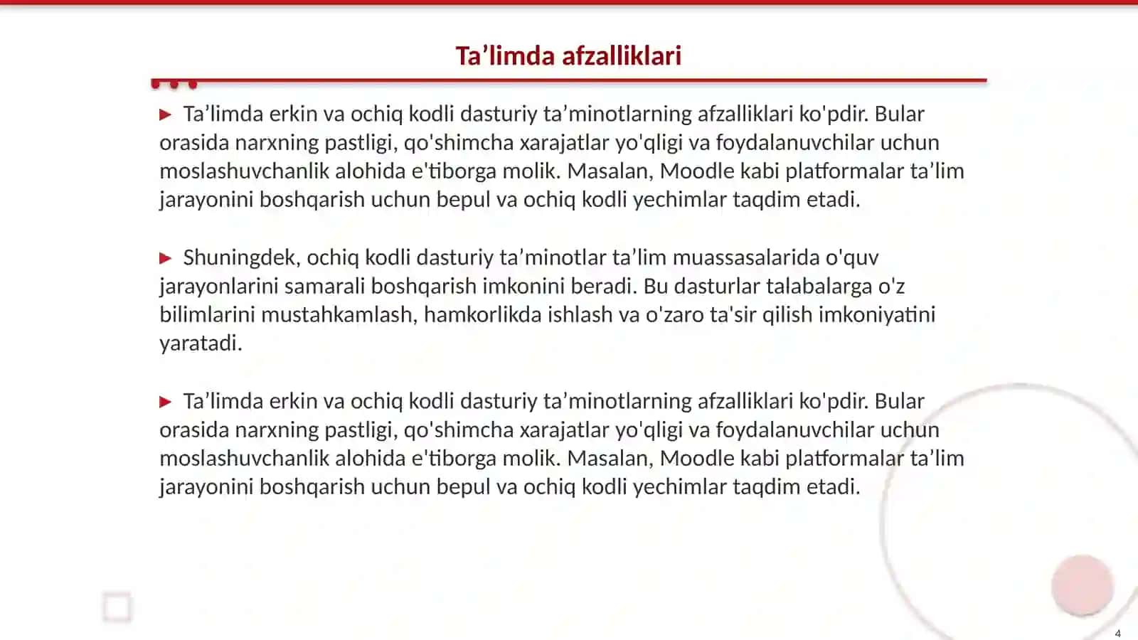 Taʼlimda erkin va ochiq kodli dasturiy taʼminotlar 4