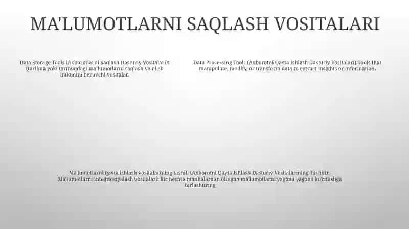 Axborotni Qayta Ishlashning Dasturiy Vositalari Va Ularning Tasnifi 4