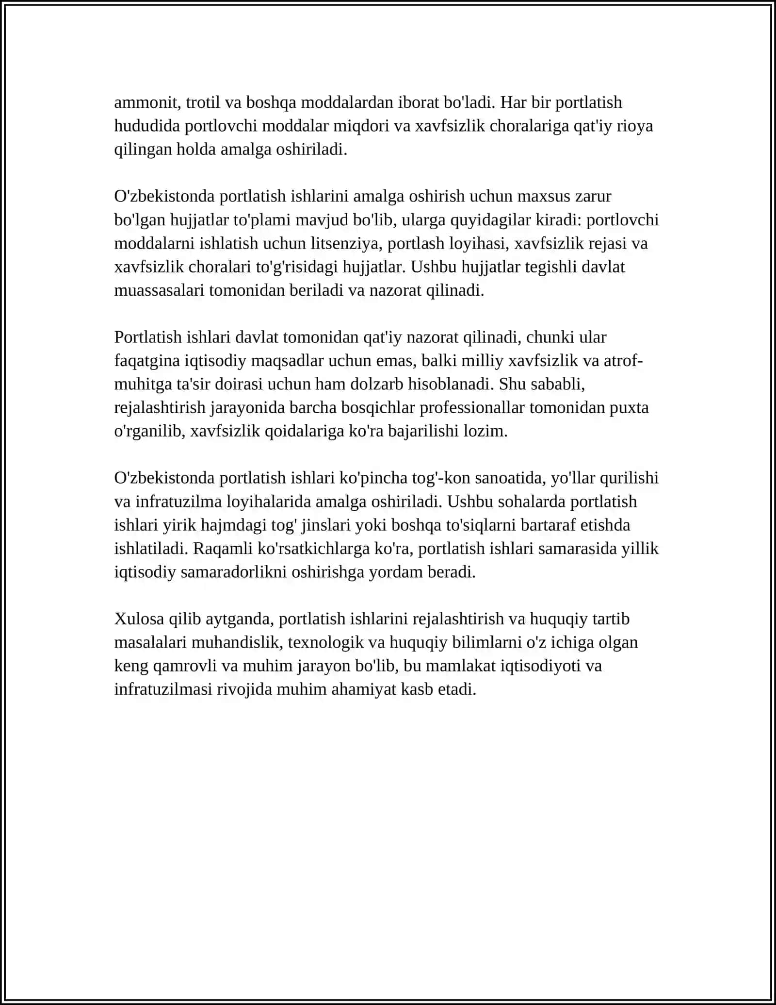 OCHIQ KONCHILIK ISHLARIDA PORTLATISH ISHLAR 4