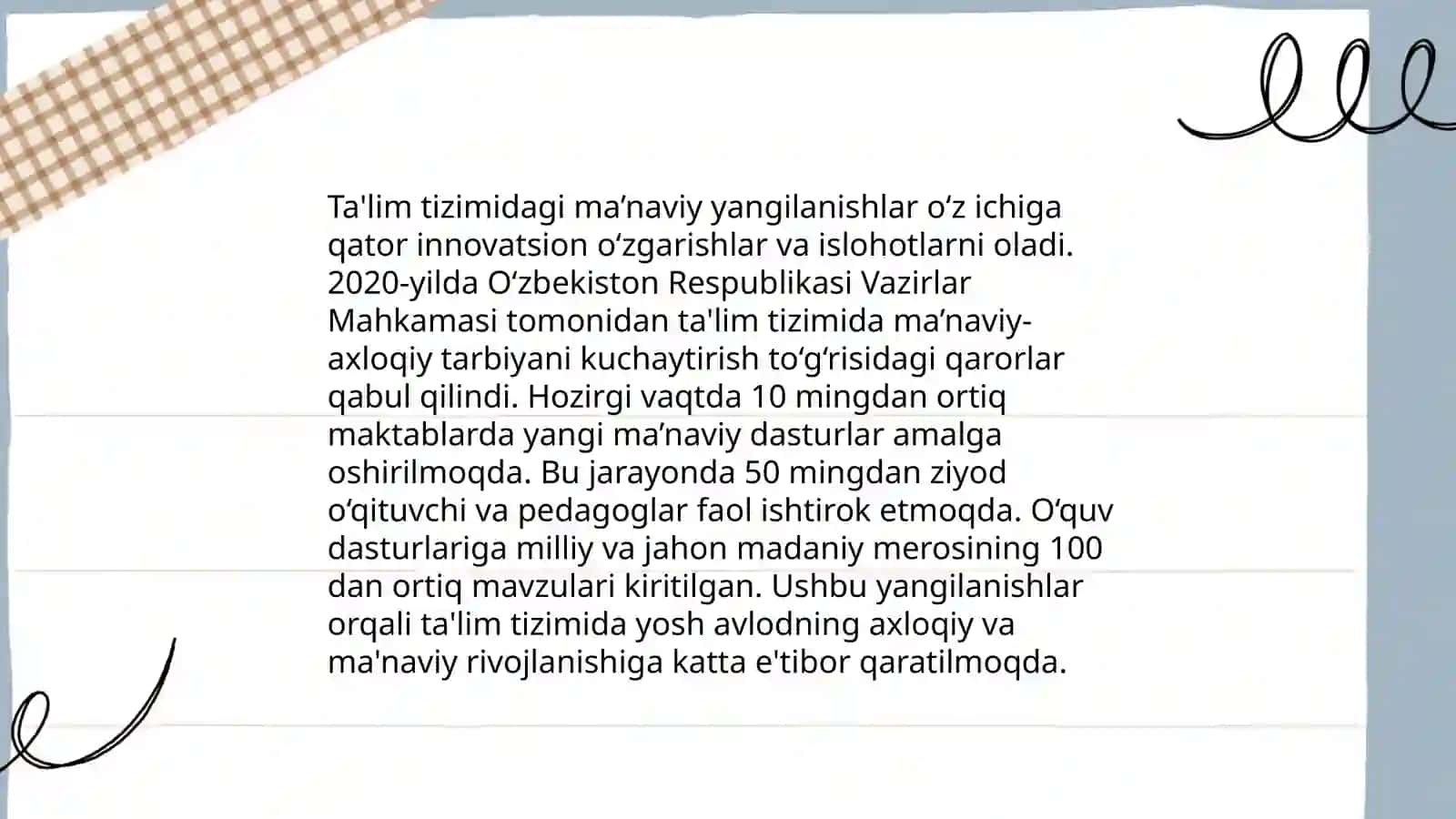Yangi O‘zbekistonda amalga oshirilayotgan ma’naviy o‘zgarishlar 4