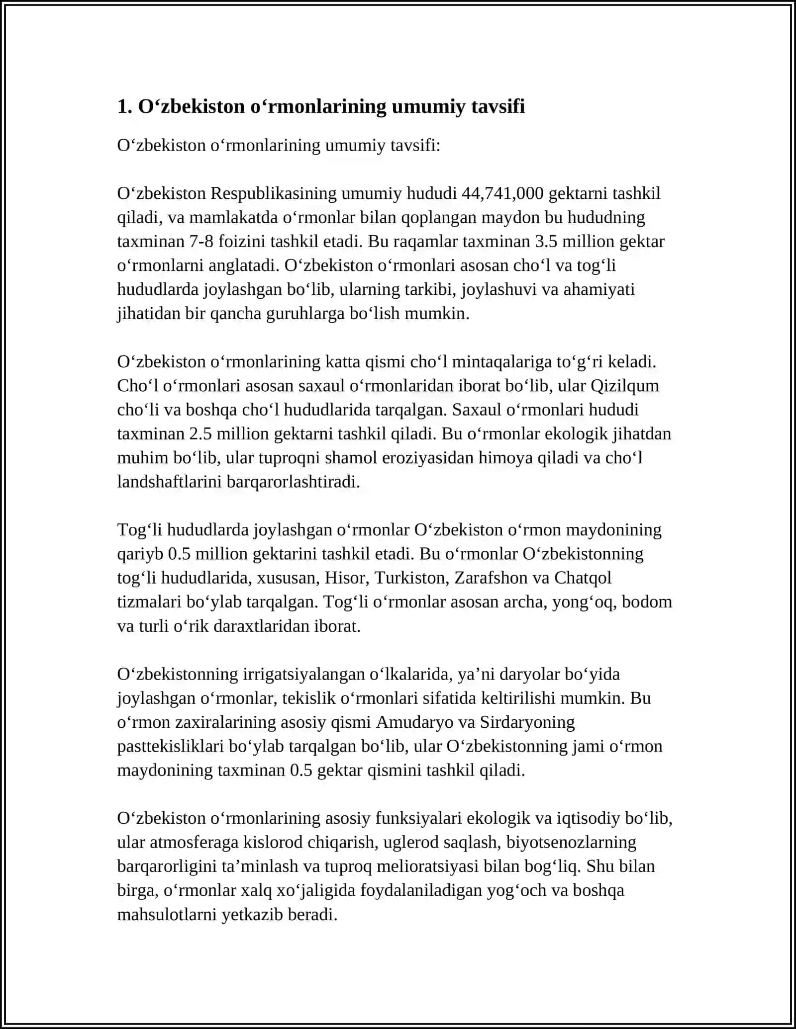 OʻZBEKISTON OʻRMONLARI VA ULARNING GEOGRAFIK TARQALISHI 4