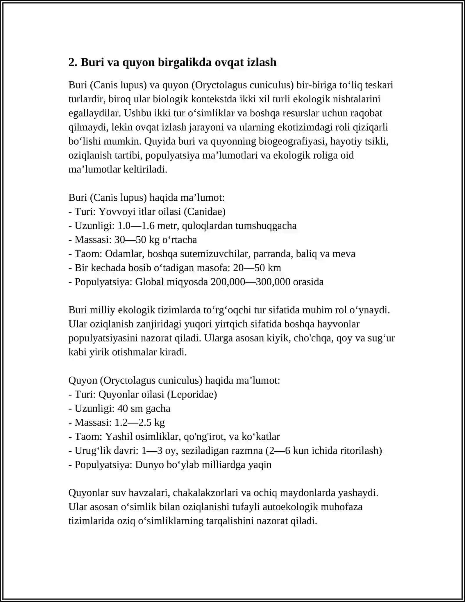 MUSTAQIL ISH Mavzu: BURI VA QUYON 4