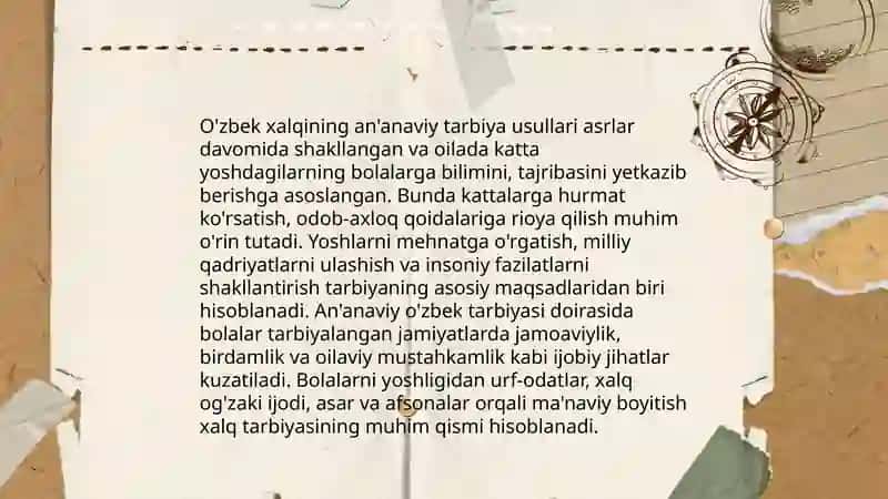 Milliy tarbiya an'analaridan foydalanish 4