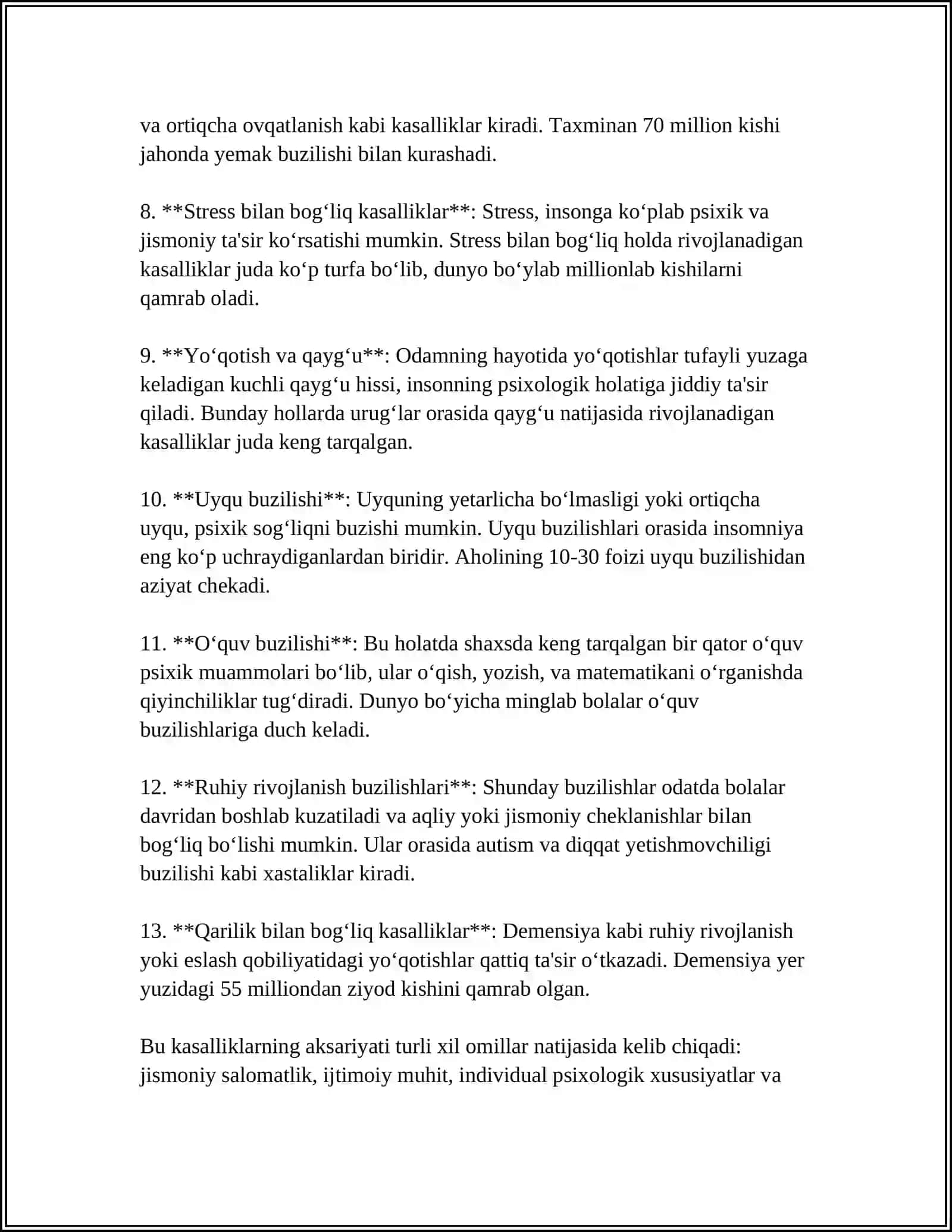 INSONNING RUHIY SALOMATLIGINING XUSUSIYATLARI.TEKSHIRUVLARDA AMALGA OSHIRILADIGAN HAMSHIRALIK PARVARISHI 4