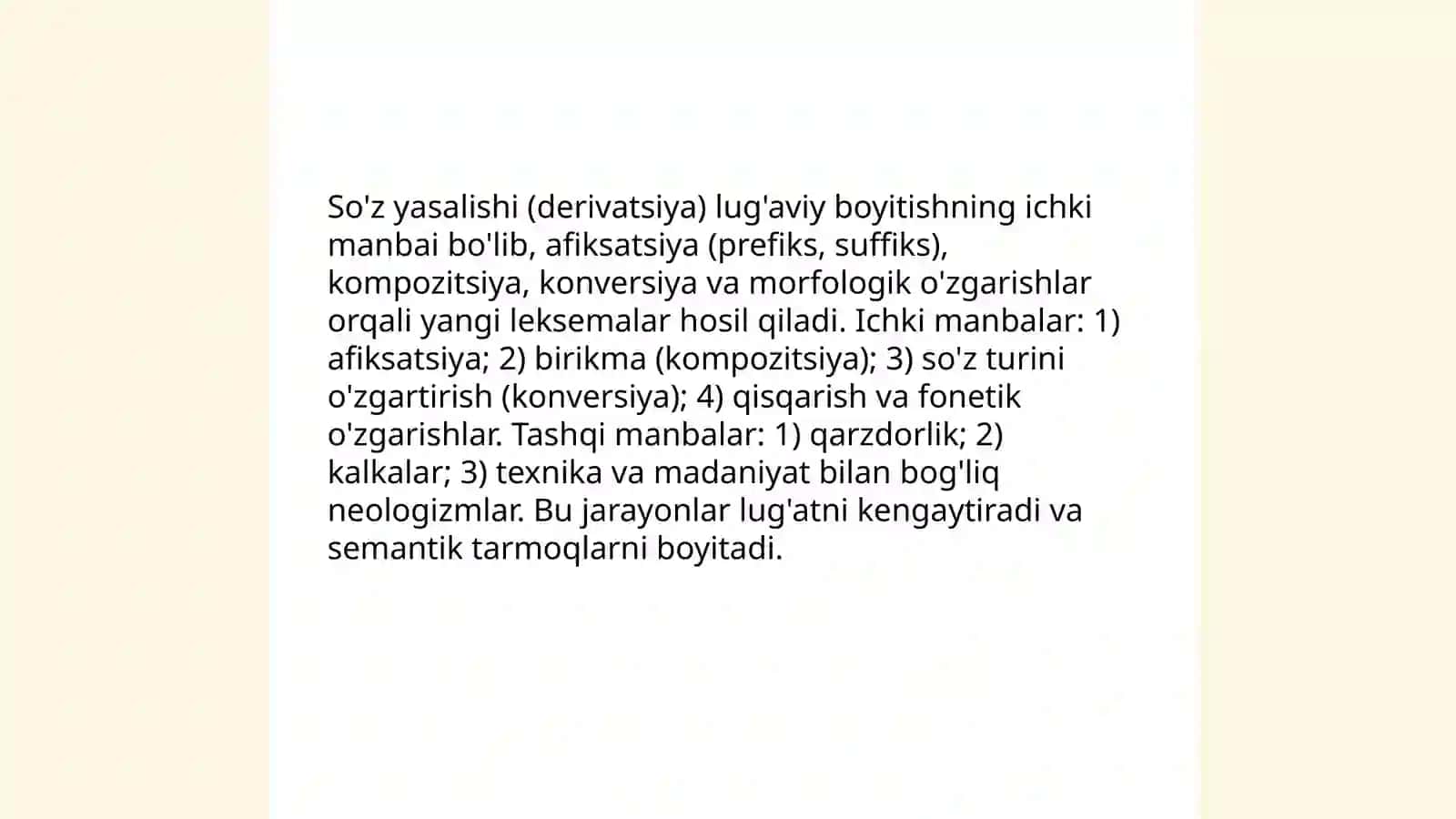 Ichki morfologik jarayonlar orqali lug'aviy yangilanish 4