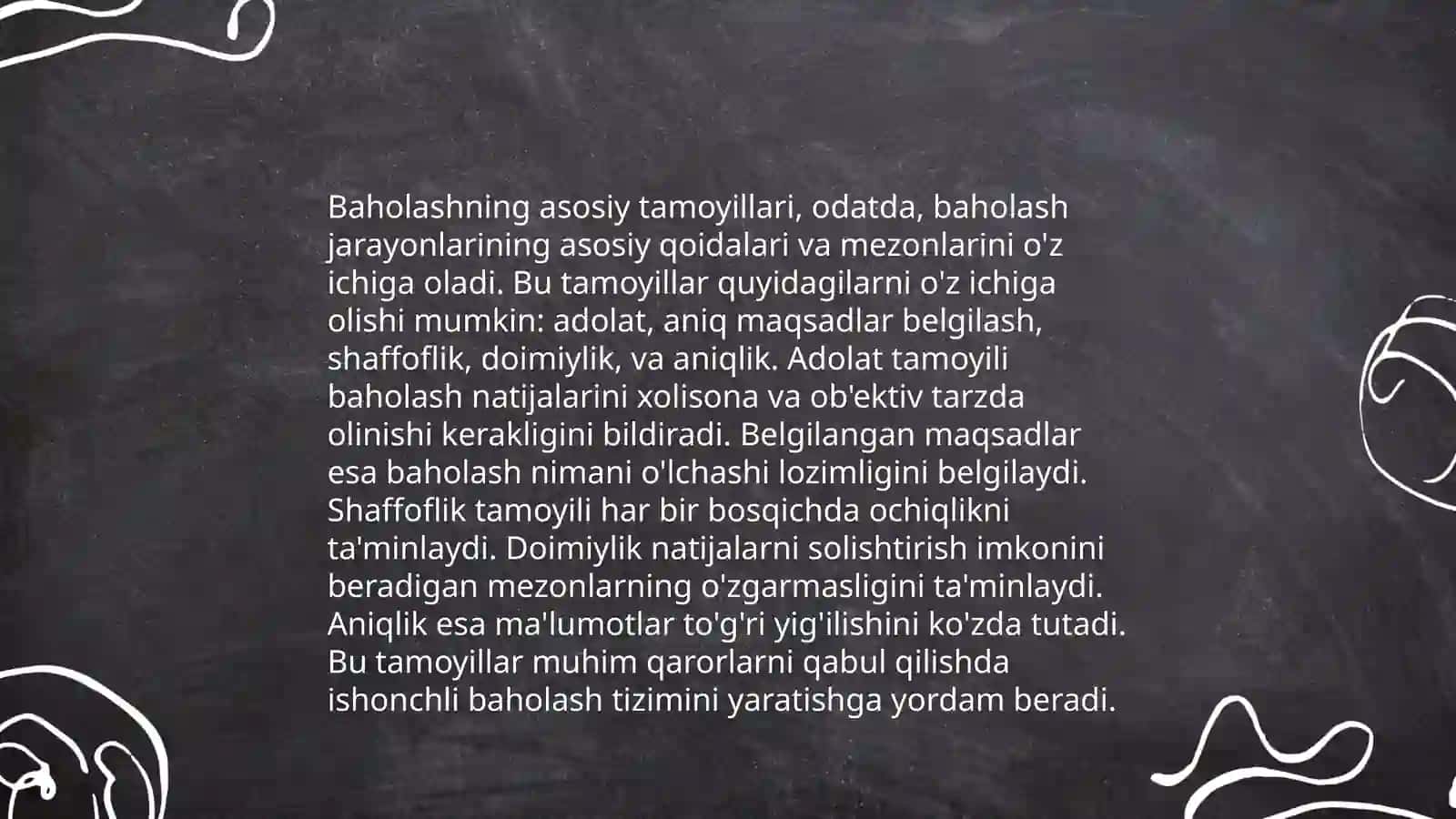 Talabalarning bilimini baholash bo'yicha nazorat turlari, baholash mezonlari 4