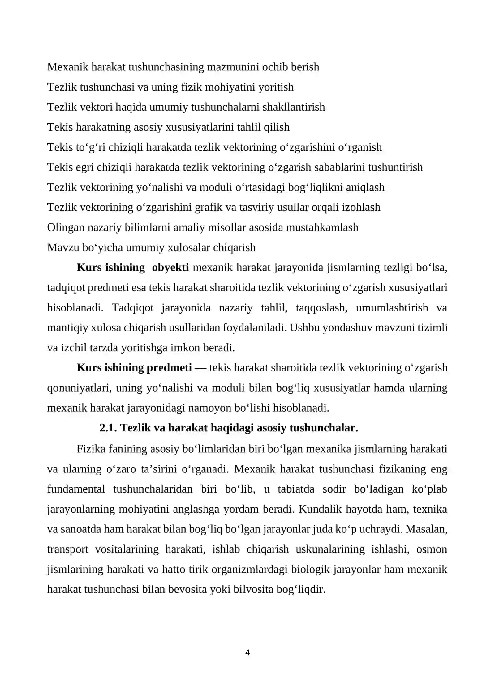 Tekis harakatda tezlik vektorning o‘zgarishi 4