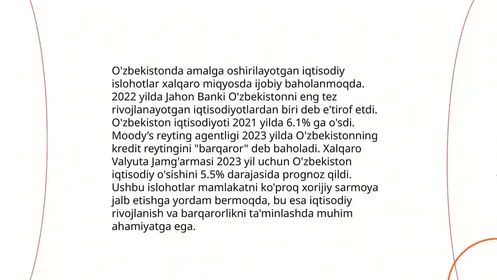 Yangi Oʻzbekiston ijtimoiy -siyosiy, iqtisodiy va madaniy hayotida roʻy berayotgan oʻzgarishlarning xalqaro reyting va indekslarda aks etishi 4