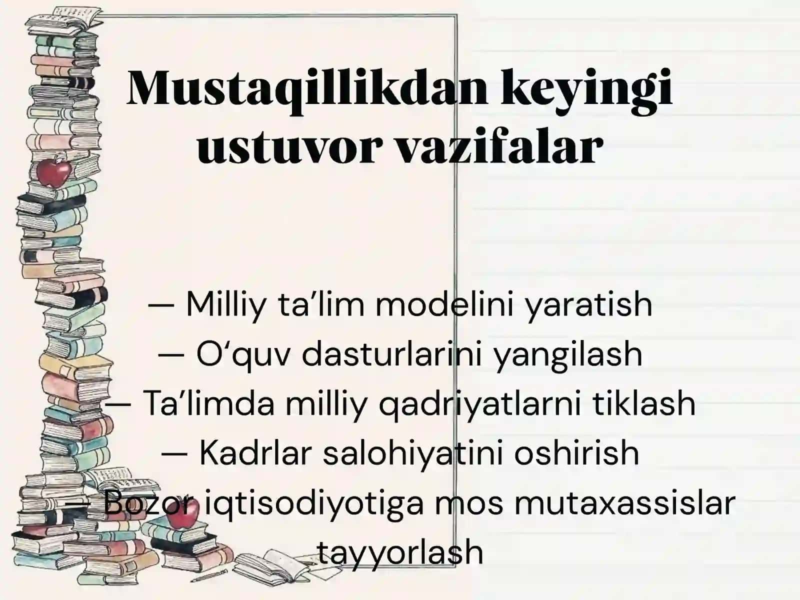 Mustaqillik yillarida O‘zbekiston ta’lim tizimi va pedagogika fanining rivojlanishi 4