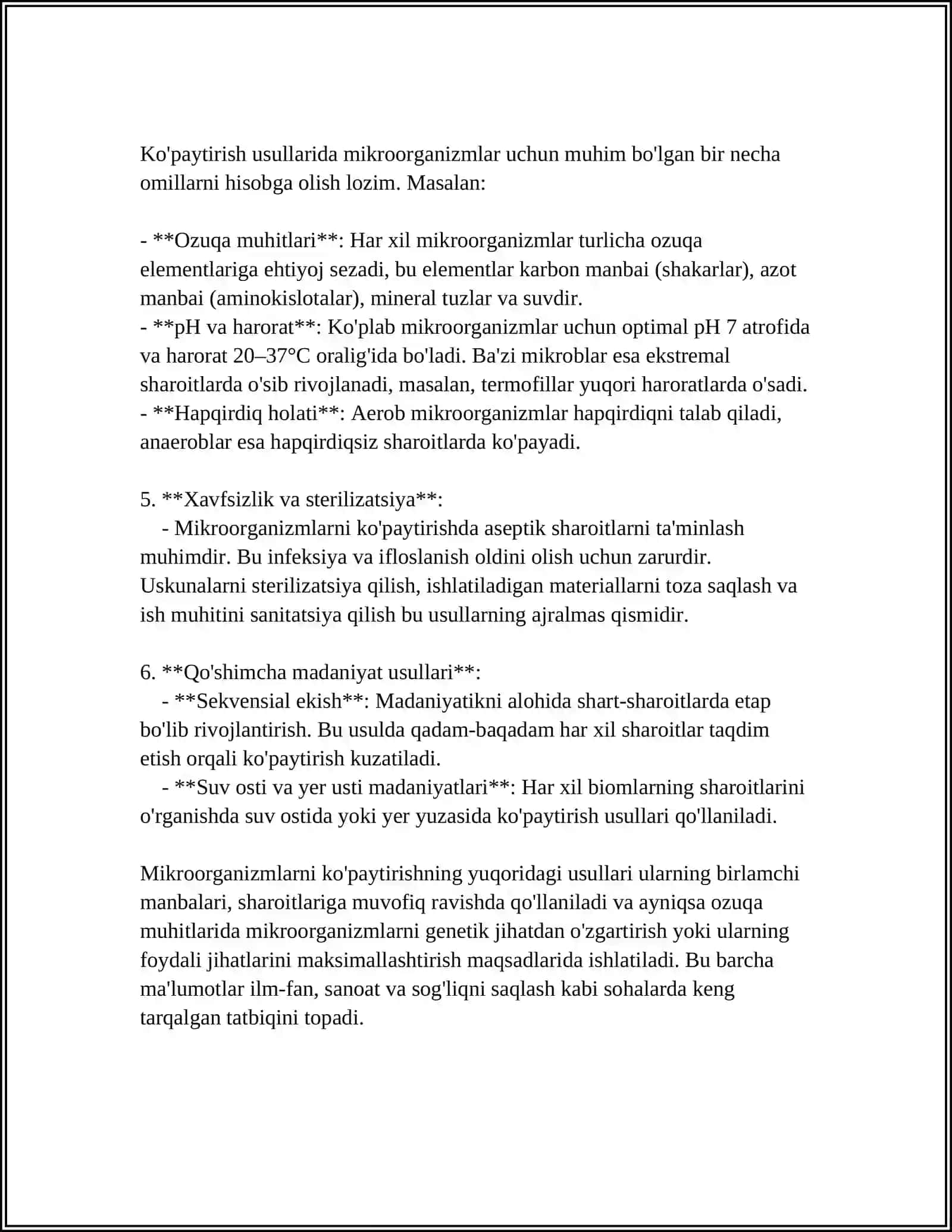 MIKROORGANIZMLARNI KOʻPAYTIRISH. MIKROB HUJAYRALARI METABOLIZMI. SOF KULTURALARNI AJRATISH. SANOAT FERMENTYORLARIDA MIKROORGANIZMLAR BIOMASSASINI OLISH 4