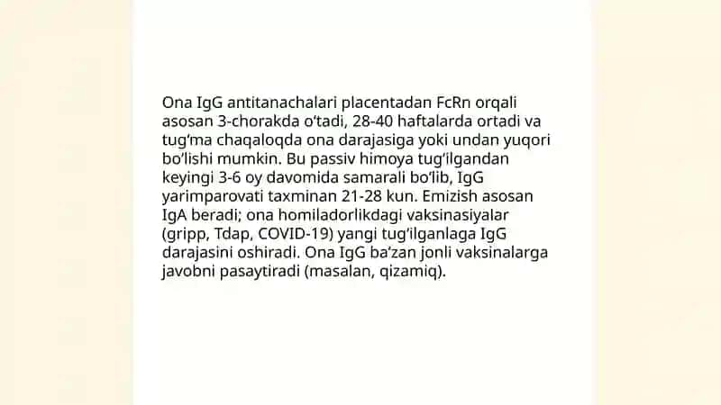 Immun tizimining rivojlanishi va yoshga bogʻliq oʻzgarishlar 4