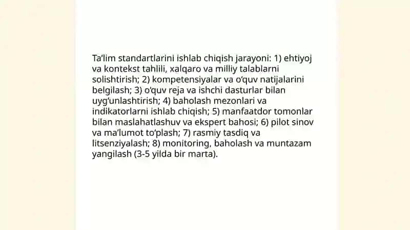 Davlat taʼlim standartlari, ish rejalari va ishchi dasturlar 4