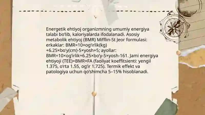 Ovqatlanish nazariyasi.Parhez stollari 4
