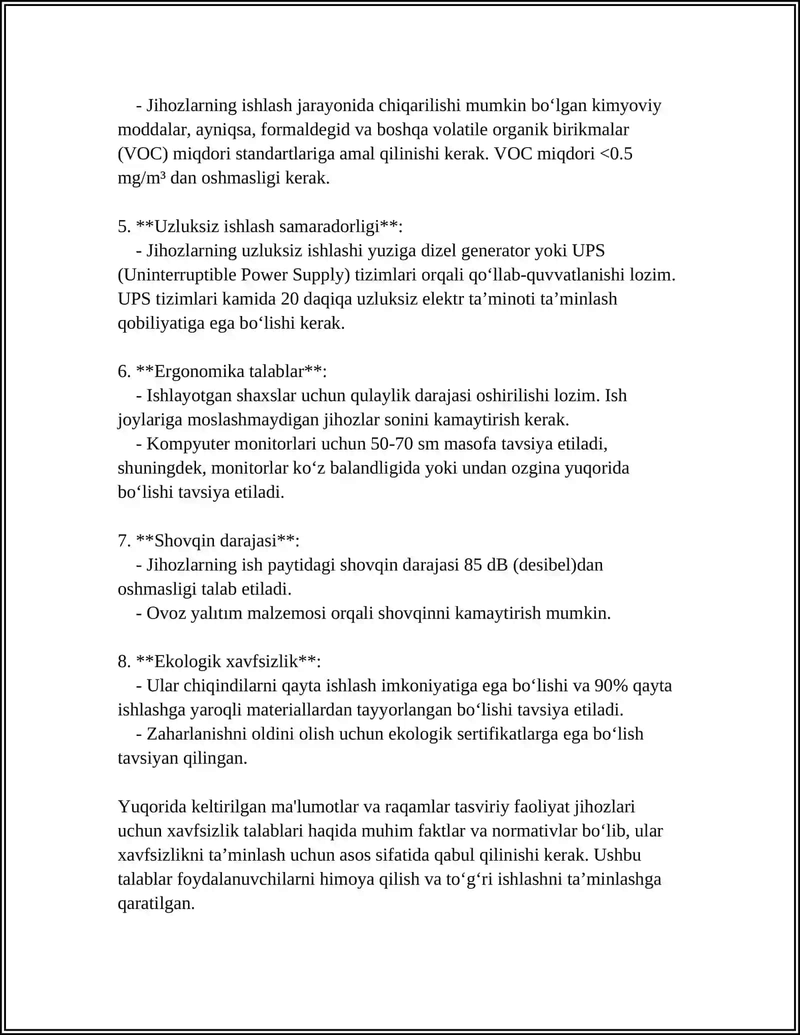 TASVIRIY FAOLIYAT JIHOZLARI UCHUN XAVFSIZLIK TALABLARI 4