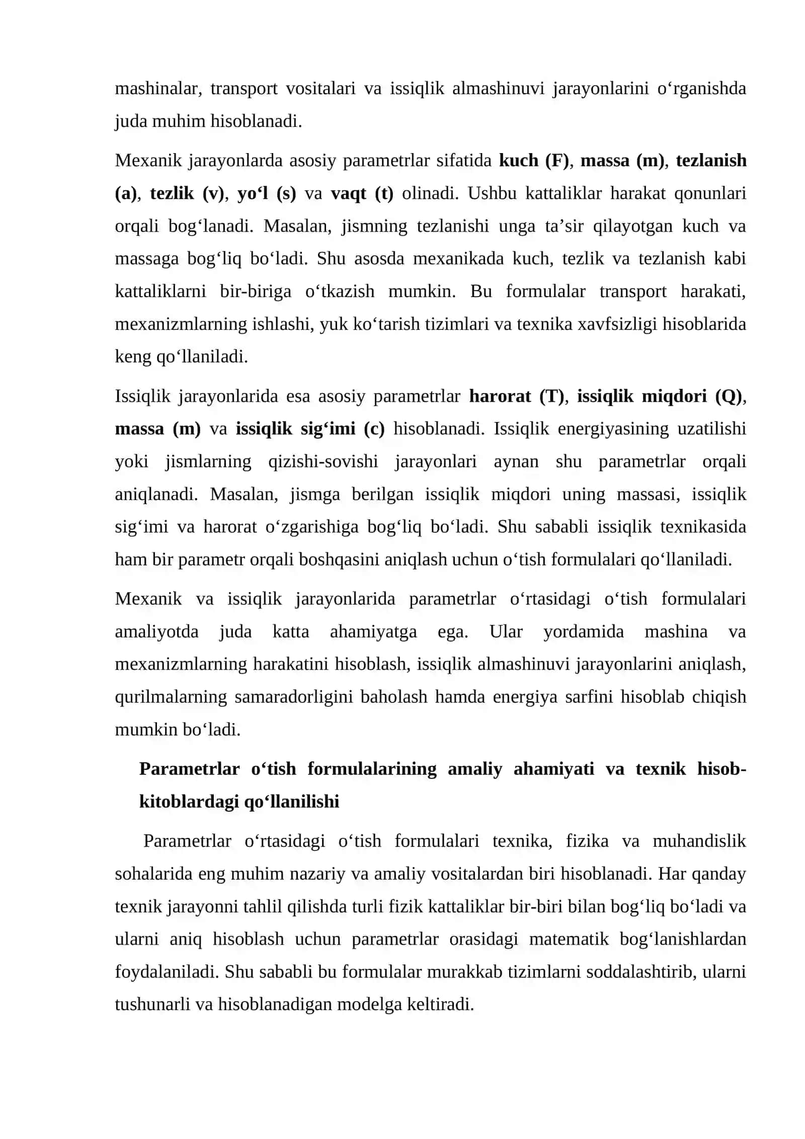 Parametrlar o'rtasidagi o'tish formulalari 4