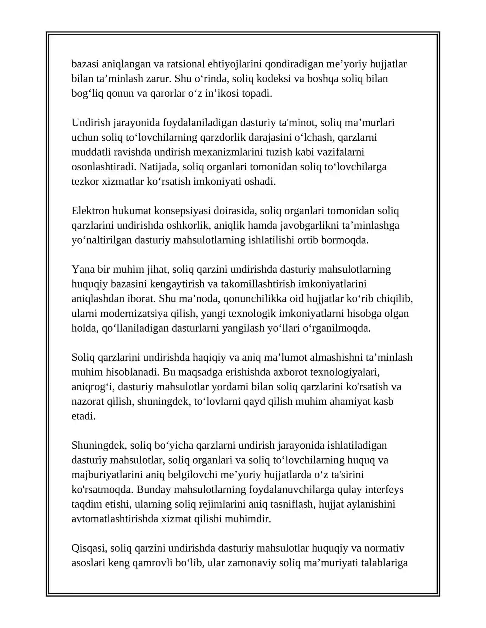 SOLIQ QARZINI UNDIRISHDA DASTURIY MAHSULOTLARDAN FOYDALANISH TARTIBI 4