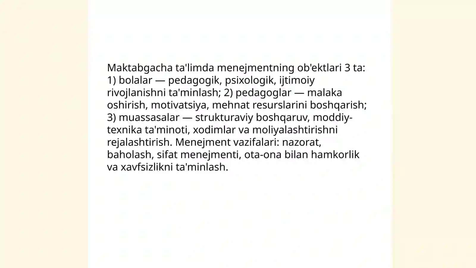 Maktabgacha talimda menejment fanining predmeti va ob'yekti 4