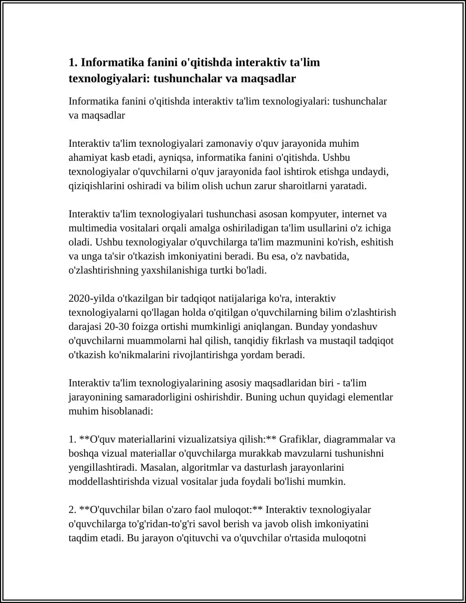 INFORMATIKANI O‘QITISHDA INTERAKTIV TA’LIM TEXNOLOGIYALARINI QO‘LLASH 4