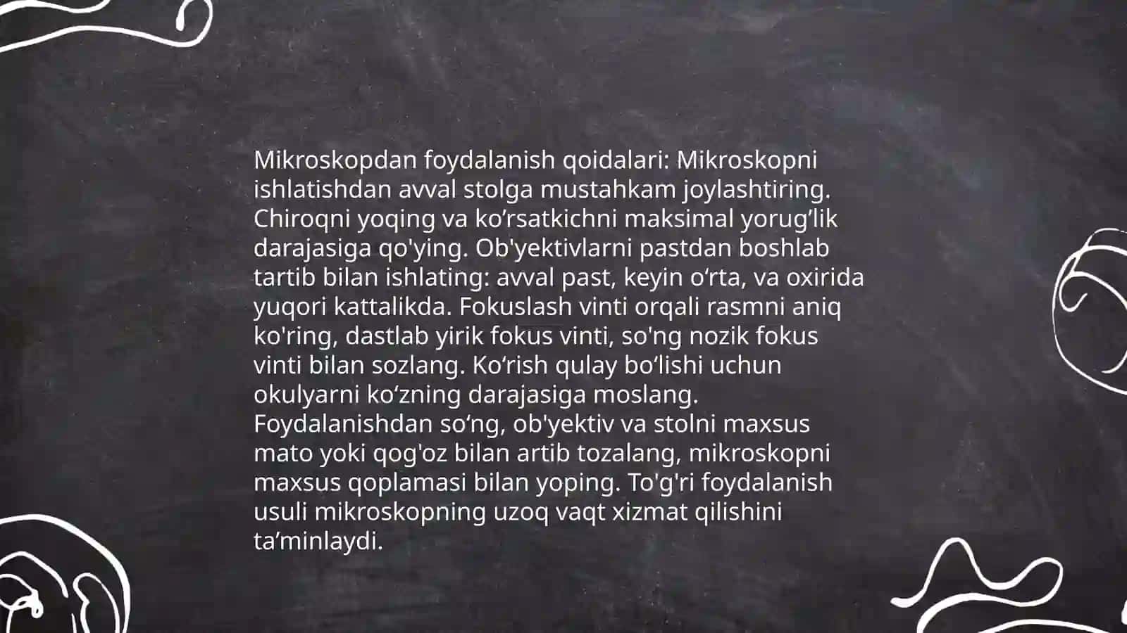 Mikroskop. Mikroskop bilan ishlash qoidasi. Vaqtinchalik preparatlar tayyorlash 4