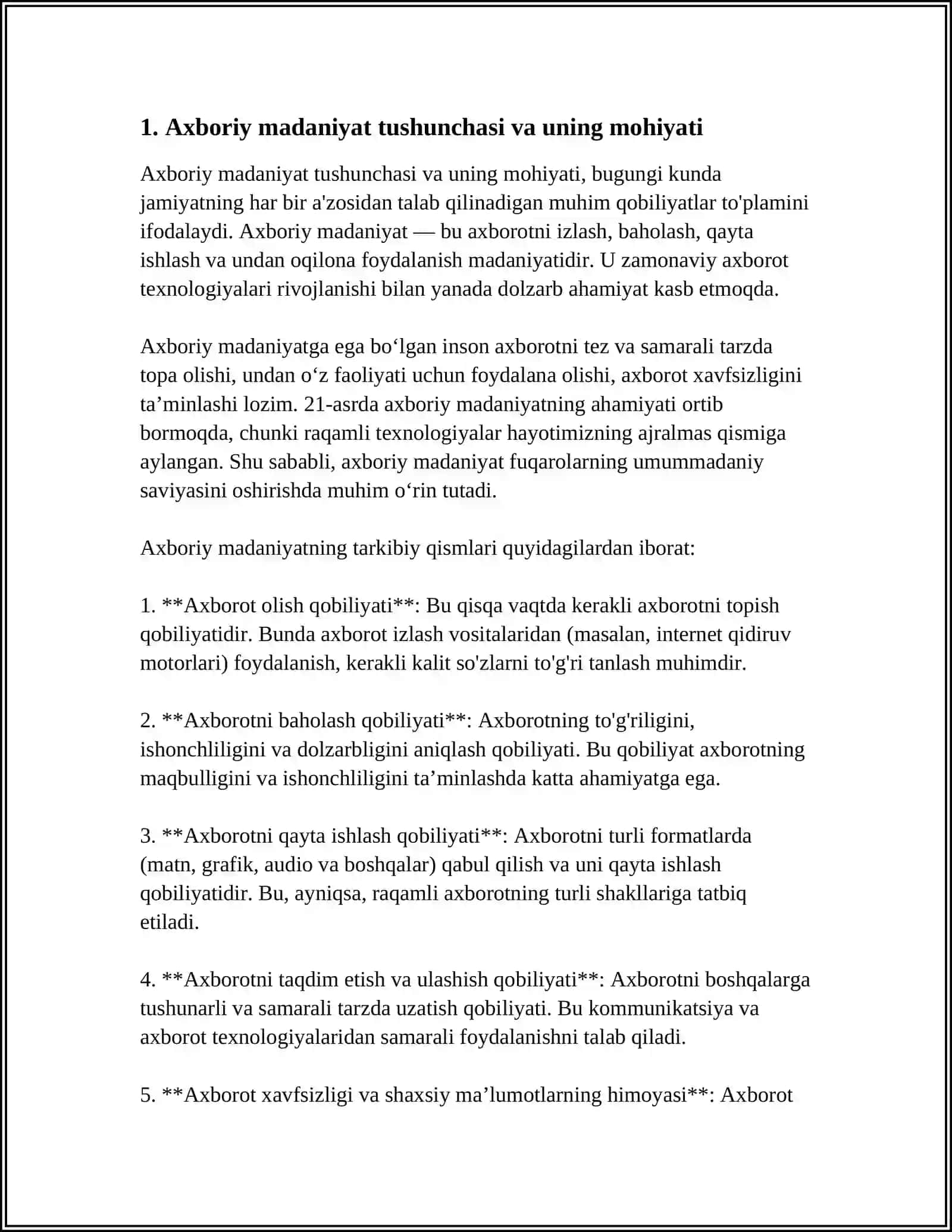Axboriy madaniyatni shakllantirish va rivojlantirish shart -sharoitlari va vositalari 4