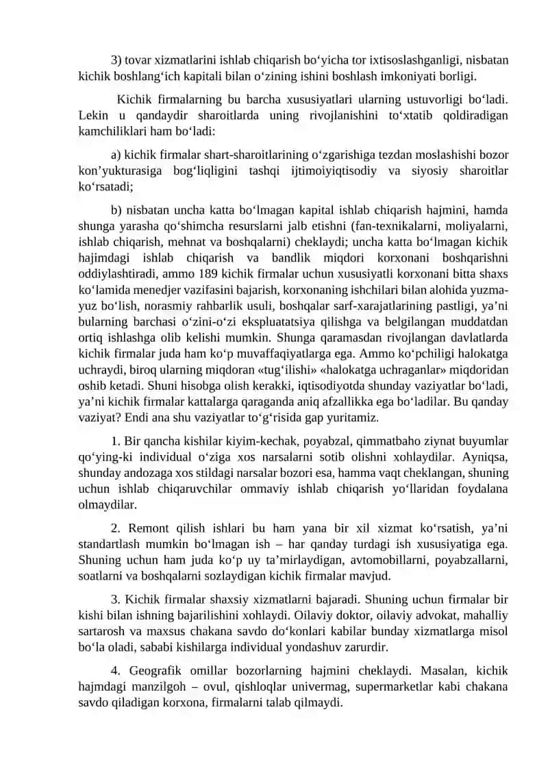 Kichik Biznesning Mohiyati va Xususiyatlari 4