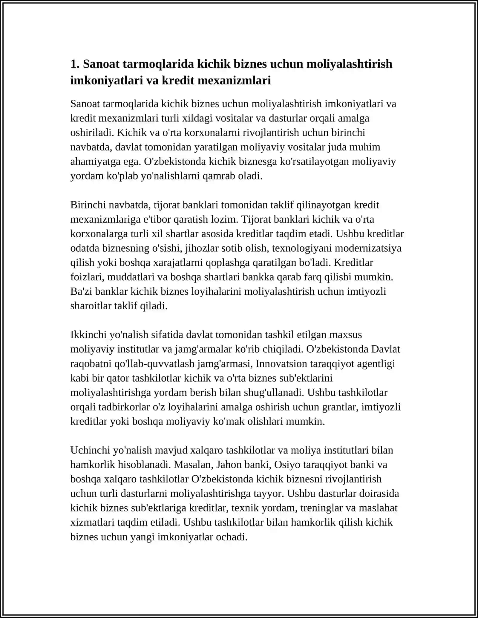 SANOAT TARMOQLARIDA KICHIK BIZNESNI RIVOJLANTIRISH ISTIQBOLLARI 4