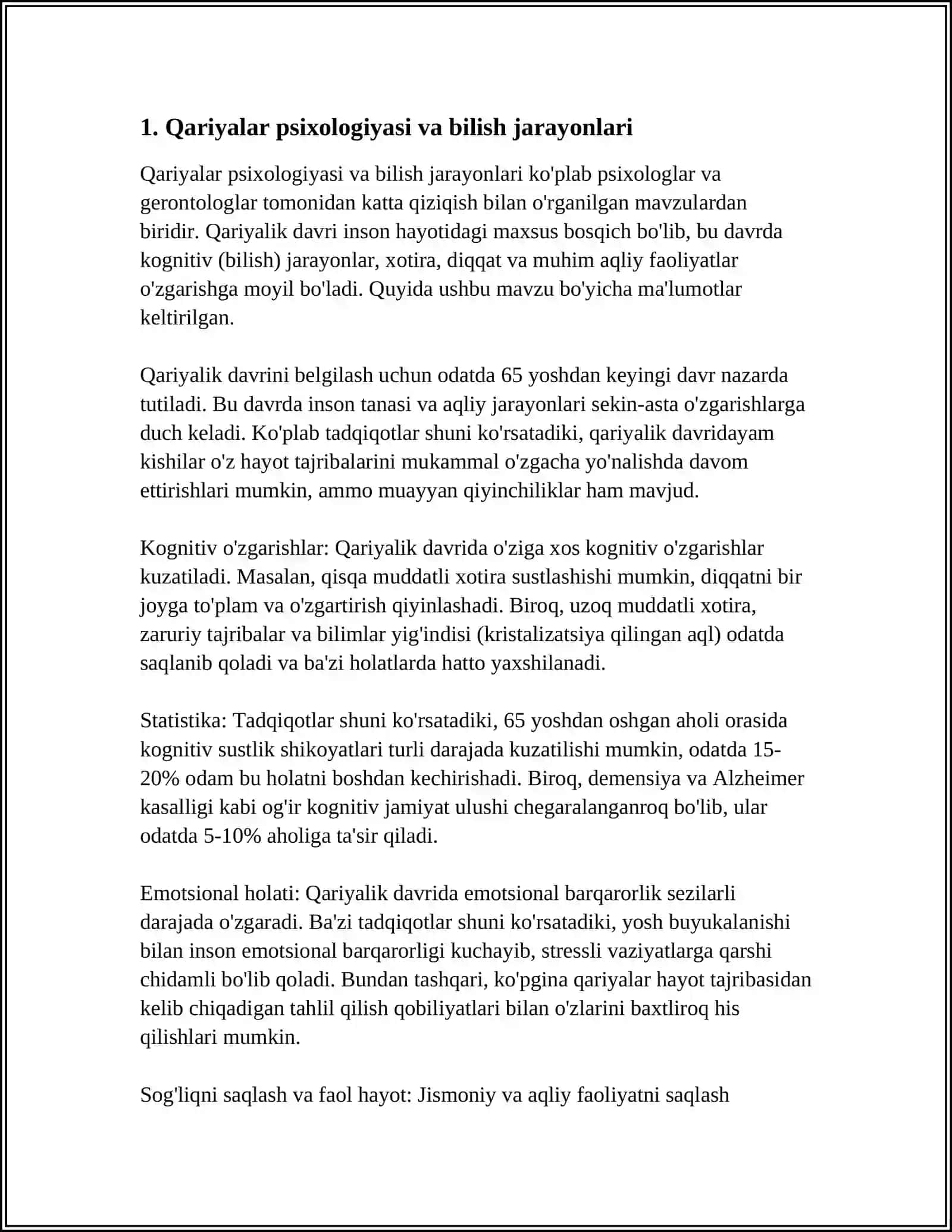 Qariyalar psixologiyasi va bilish jarayonlari 4