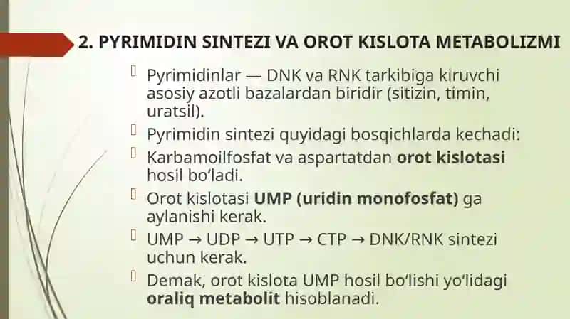 Orotasiduriya uning sabablari va uridin bilan davolash mehanizmi” 4