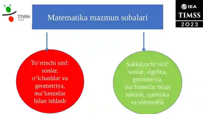 TIMSS xalqaro baholash dasturida matematikaga oid mazmun sohalari 4