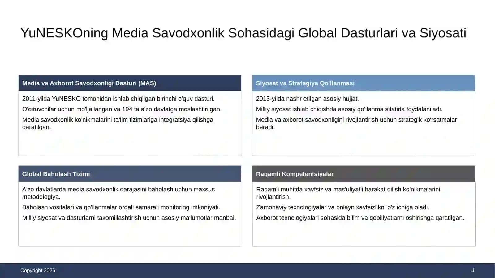 BMT va YuNESKOning Media Savodxonlik va Axborot Madaniyatiga Munosabati 4