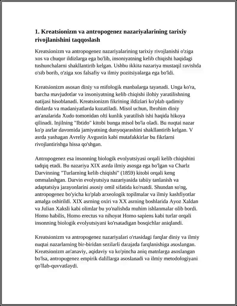 KREATSIONIZM VA ANTROPOGENEZ NAZARIYALARINING QIYOSIY TAHLIL 4