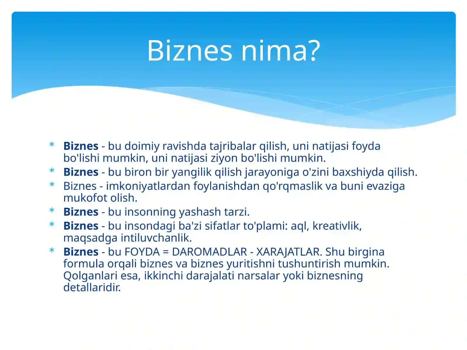 Biznes va tadbirkorlik tushunchalari va ularning mohiyati 4