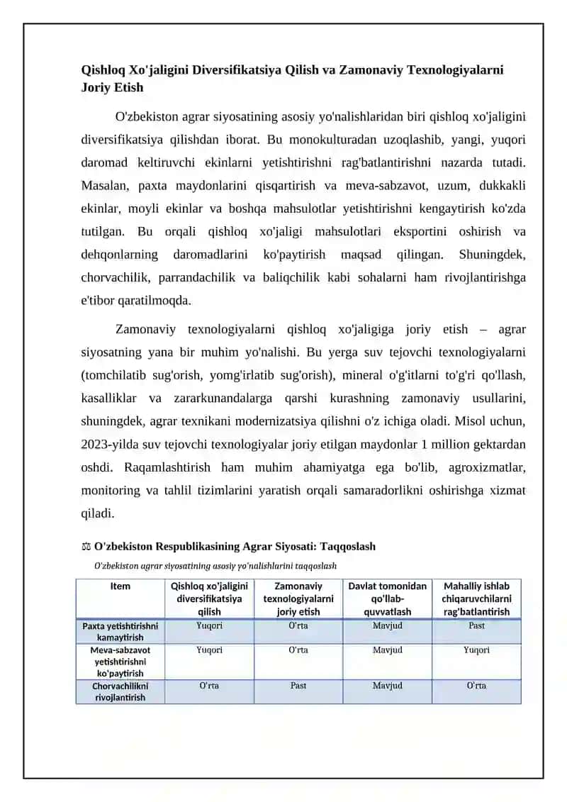 O'zbekiston Respublikasi agrar siyosati va uning asosiy yo'nalishlari 4