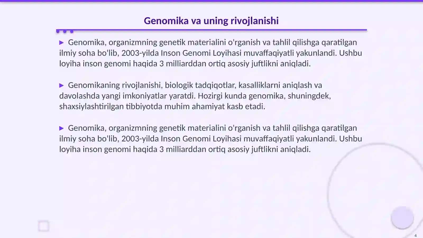 Bioinfarmatika va genomika 4
