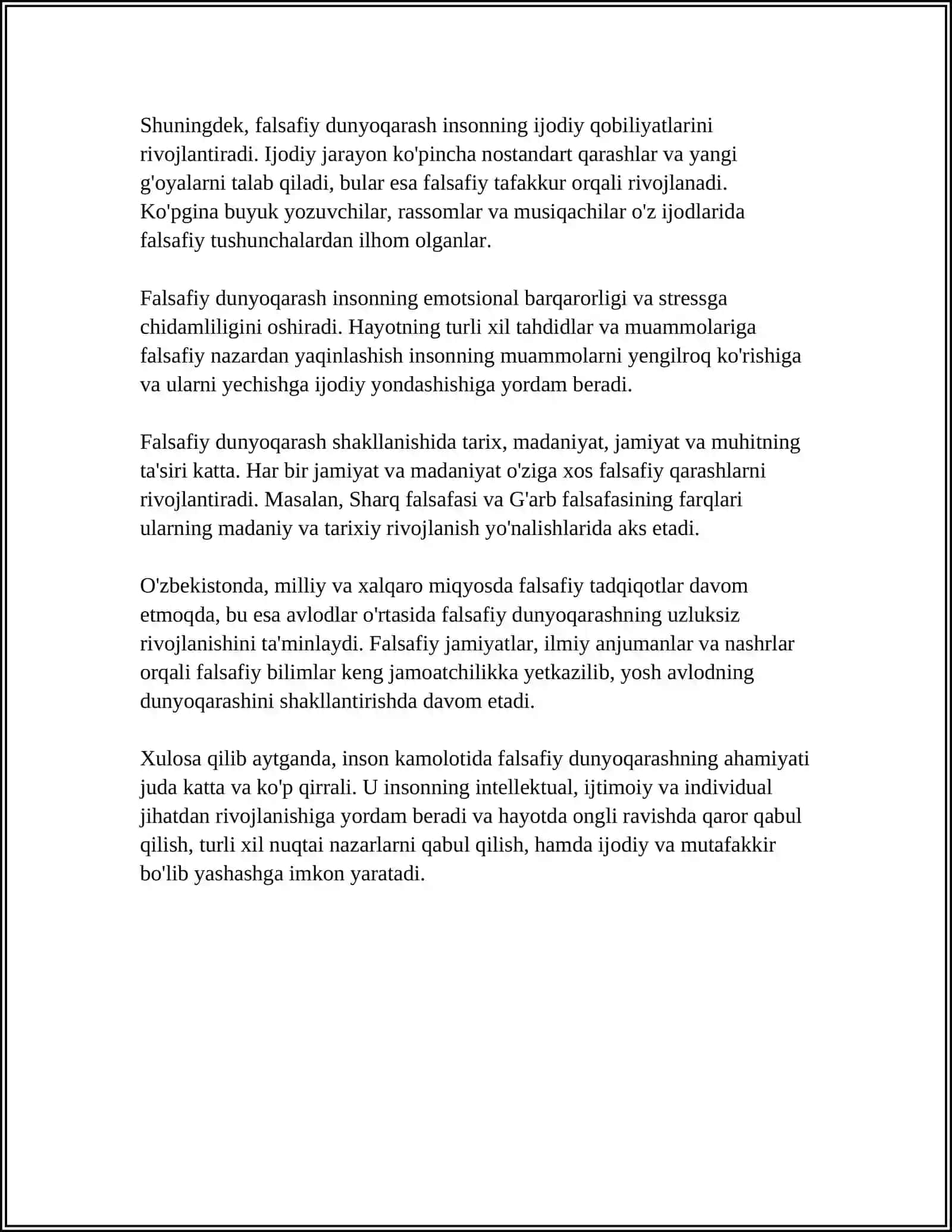 INSONNING MANAVIY KAMOLOTIDA FALSAFIY DUNYOQARASHNING ROLI 4