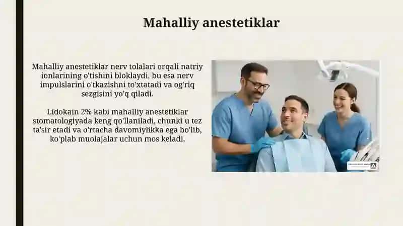 Stomatologiyada anesteziya uchun ishlatiladigan hom-ashyolar 4